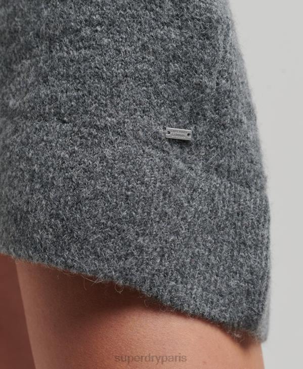 Superdry femmes robe pull en maille à col v D64Z2442 vêtements gris foncé