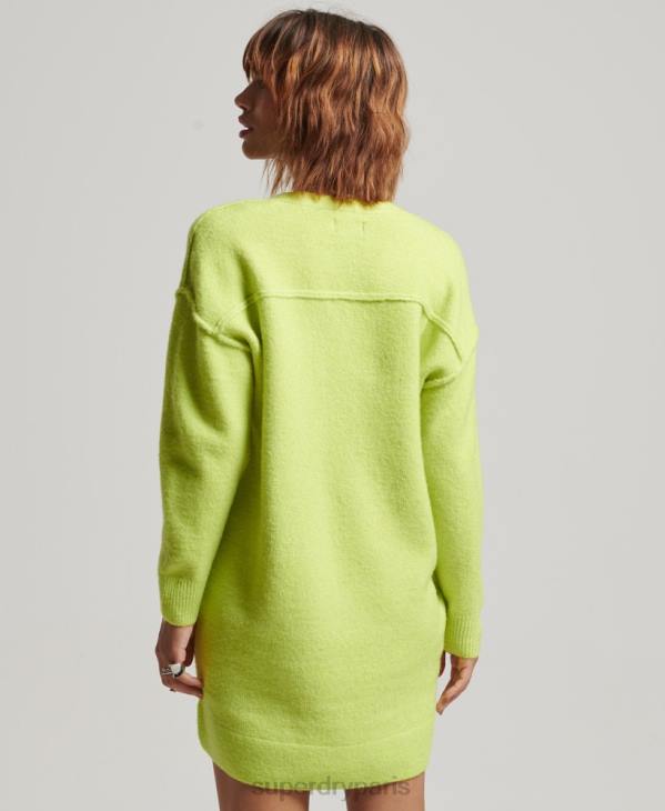 Superdry femmes robe pull en maille à col v D64Z2488 vêtements vert