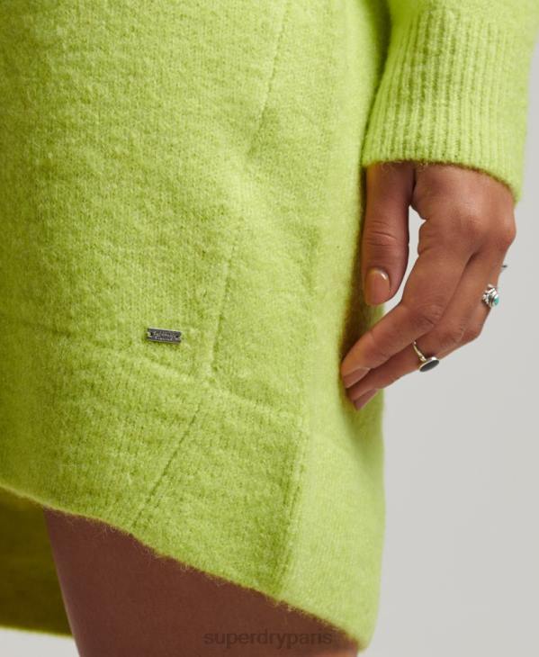 Superdry femmes robe pull en maille à col v D64Z2488 vêtements vert