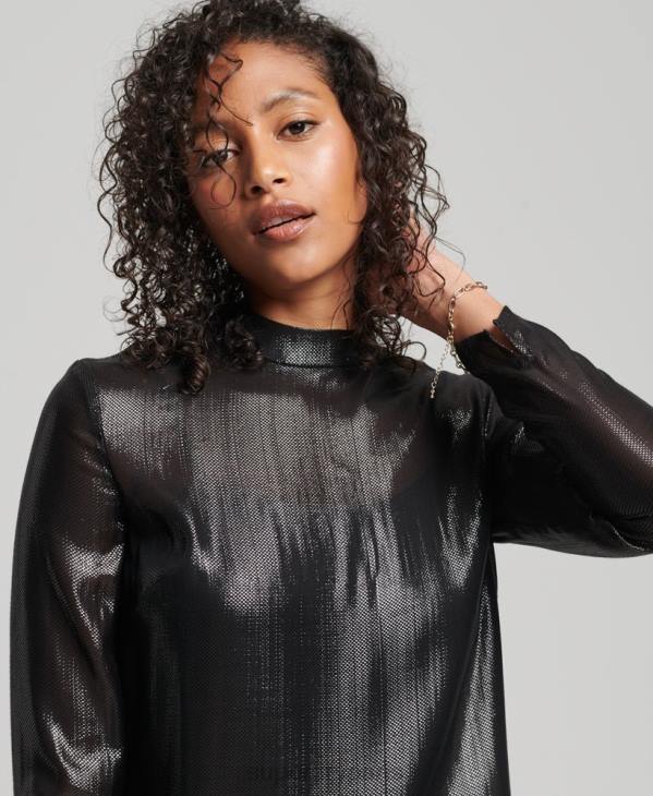 Superdry femmes robe scintillante studios D64Z2437 vêtements noir