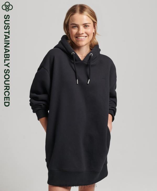 Superdry femmes robe sweat en coton bio à logo brodé D64Z2434 vêtements noir