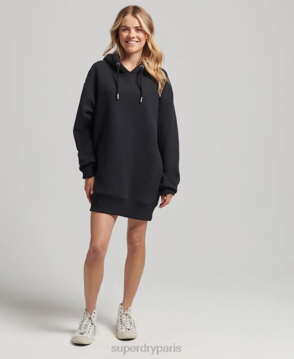 Superdry femmes robe sweat en coton bio à logo brodé D64Z2434 vêtements noir