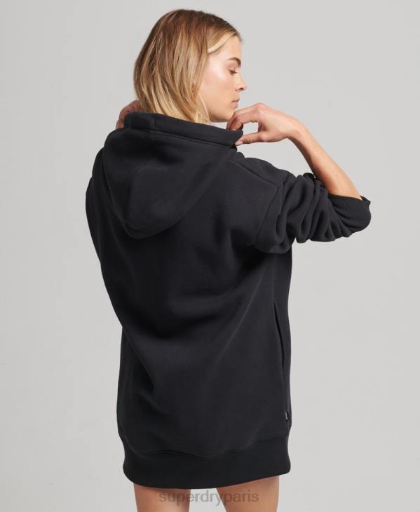 Superdry femmes robe sweat en coton bio à logo brodé D64Z2434 vêtements noir