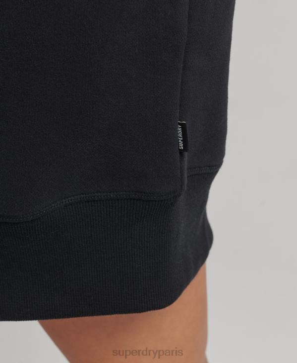 Superdry femmes robe sweat en coton bio à logo brodé D64Z2434 vêtements noir