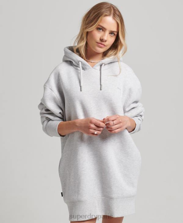 Superdry femmes robe sweat en coton bio à logo brodé D64Z2461 vêtements gris clair
