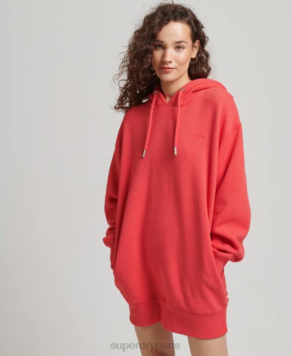 Superdry femmes robe sweat en coton bio à logo brodé D64Z2462 vêtements rouge