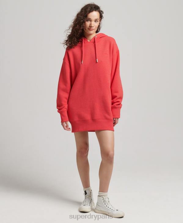 Superdry femmes robe sweat en coton bio à logo brodé D64Z2462 vêtements rouge