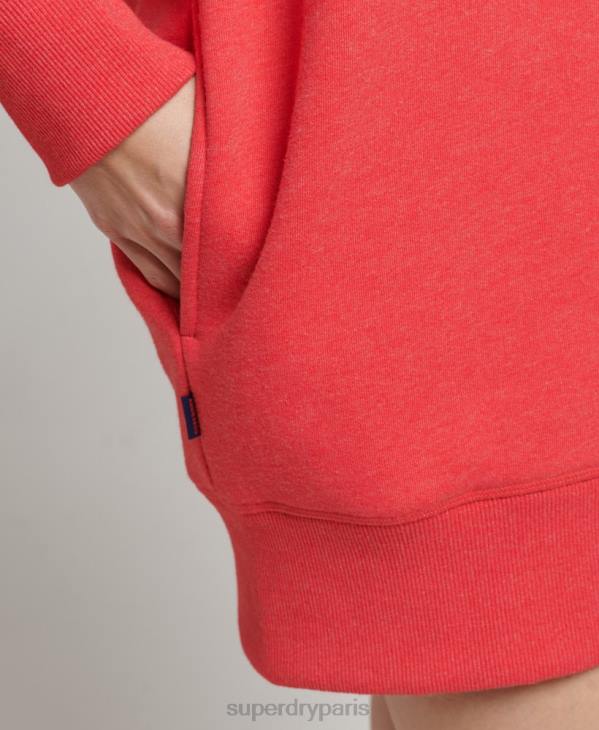 Superdry femmes robe sweat en coton bio à logo brodé D64Z2462 vêtements rouge
