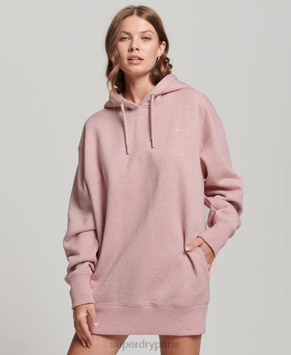 Superdry femmes robe sweat en coton bio à logo brodé D64Z2463 vêtements rose