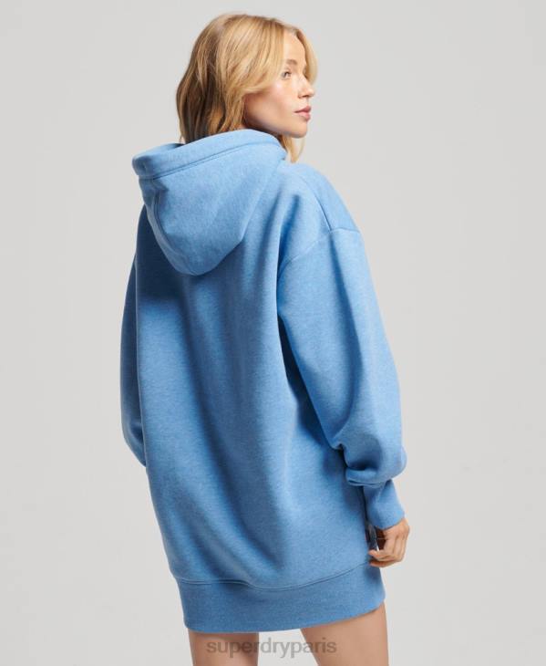 Superdry femmes robe sweat en coton bio à logo brodé D64Z2464 vêtements bleu