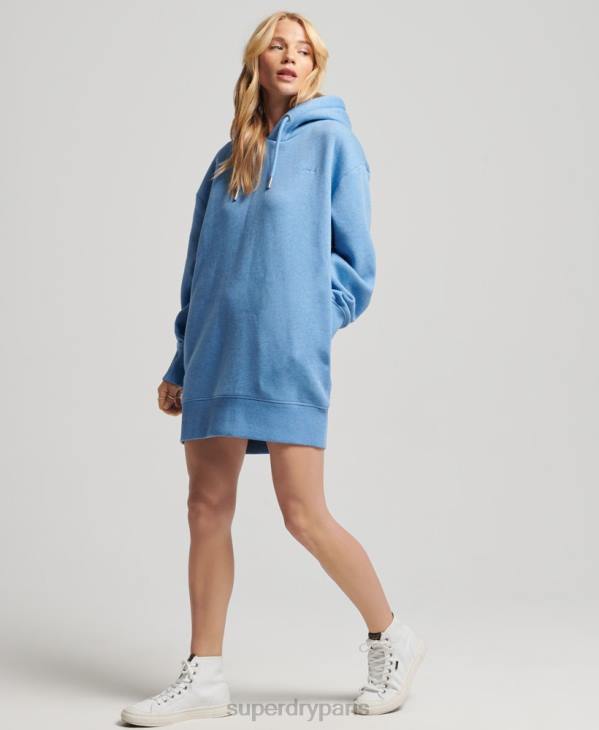 Superdry femmes robe sweat en coton bio à logo brodé D64Z2464 vêtements bleu