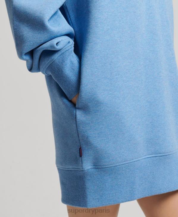 Superdry femmes robe sweat en coton bio à logo brodé D64Z2464 vêtements bleu