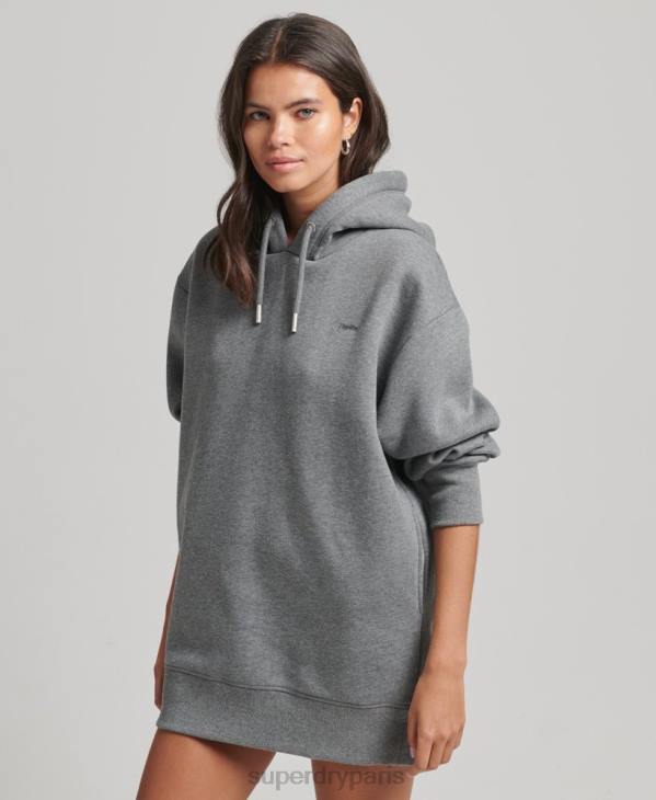 Superdry femmes robe sweat en coton bio à logo brodé D64Z2554 vêtements gris