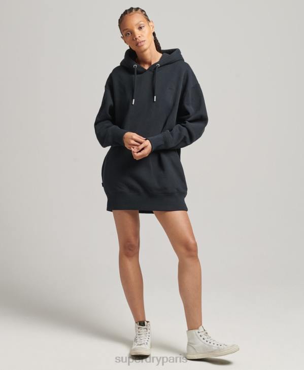 Superdry femmes robe sweat en coton bio à logo brodé D64Z6528 vêtements marine