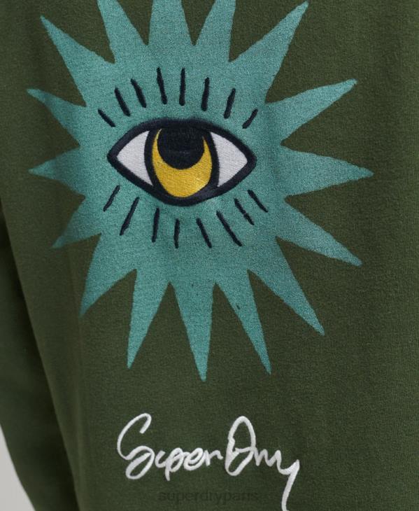 Superdry femmes robe sweat folk nomade D64Z2534 vêtements vert