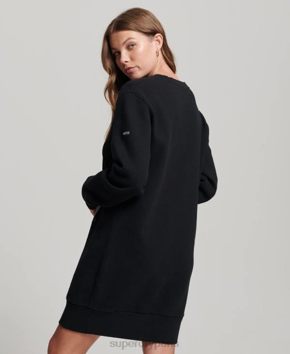 Superdry femmes robe sweat folk nomade D64Z2542 vêtements noir