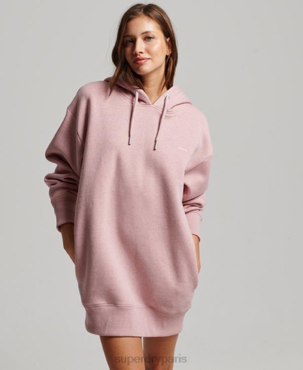 Superdry femmes robe sweat à logo brodé D64Z2433 vêtements rose