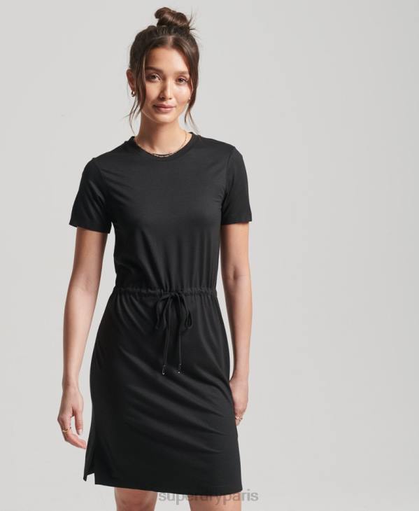 Superdry femmes robe t-shirt à lien de resserrage D64Z2511 vêtements noir