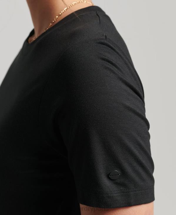 Superdry femmes robe t-shirt à lien de resserrage D64Z2511 vêtements noir