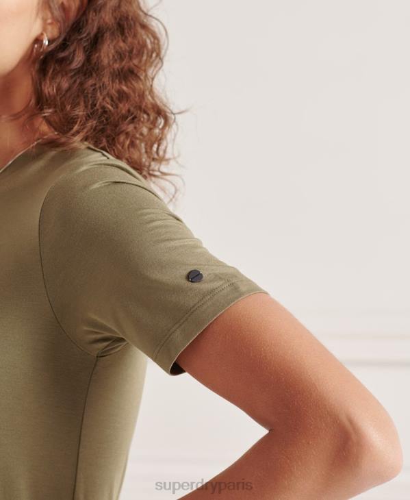 Superdry femmes robe t-shirt à lien de resserrage D64Z2535 vêtements vert