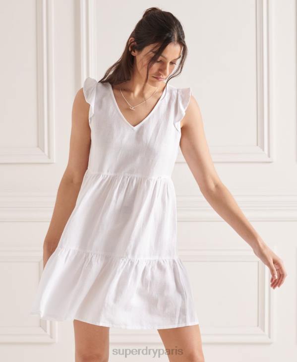 Superdry femmes robe tinsley à volants D64Z2514 vêtements blanc