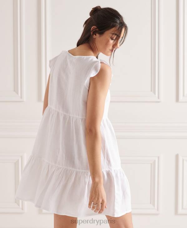 Superdry femmes robe tinsley à volants D64Z2514 vêtements blanc