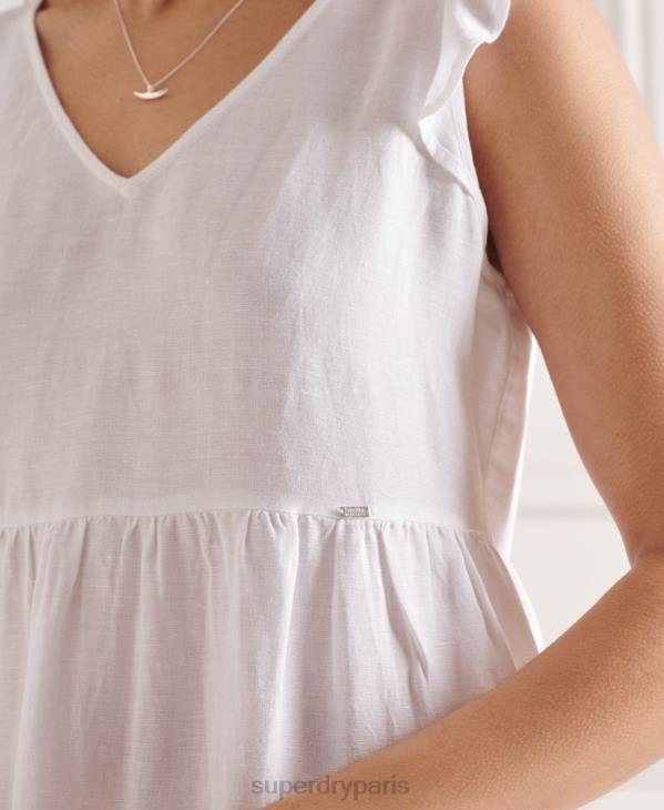 Superdry femmes robe tinsley à volants D64Z2514 vêtements blanc