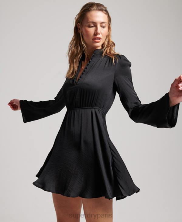 Superdry femmes robe évasée studios D64Z2412 vêtements noir