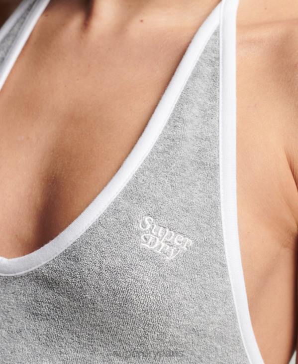 Superdry femmes robe vintage à col licou D64Z2222 vêtements gris