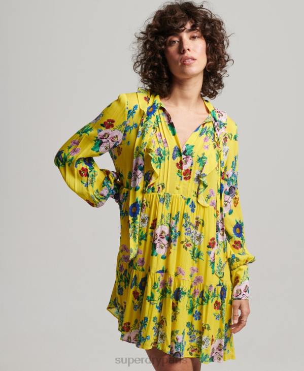 Superdry femmes studios off duty mini robe D64Z2466 vêtements jaune