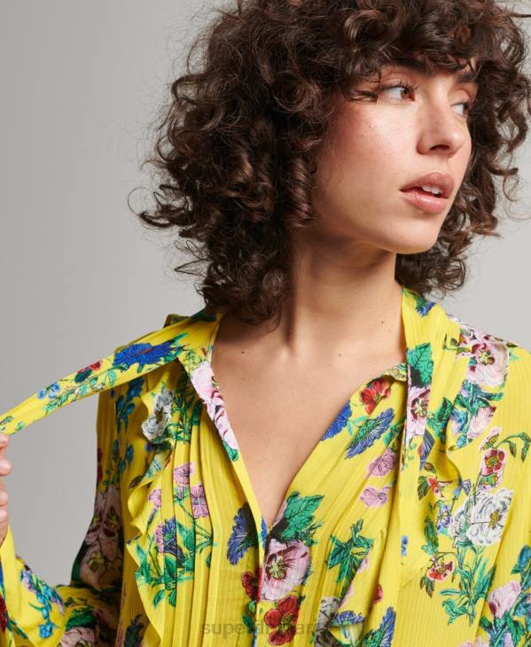 Superdry femmes studios off duty mini robe D64Z2466 vêtements jaune