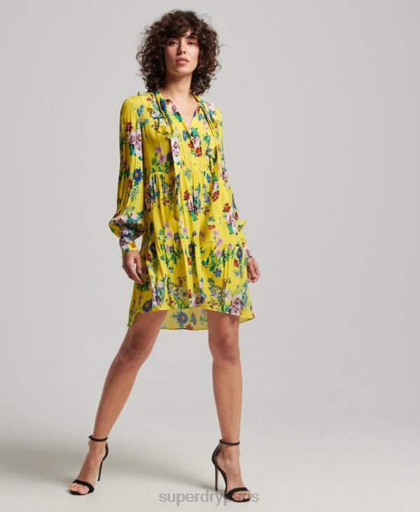Superdry femmes studios off duty mini robe D64Z2466 vêtements jaune