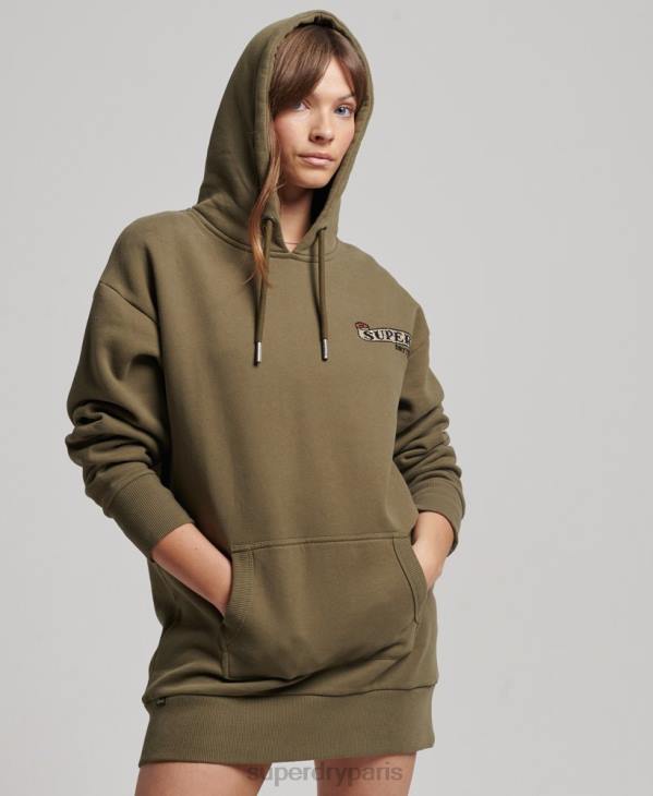 Superdry femmes tatouage sweat à capuche robe D64Z2517 vêtements vert