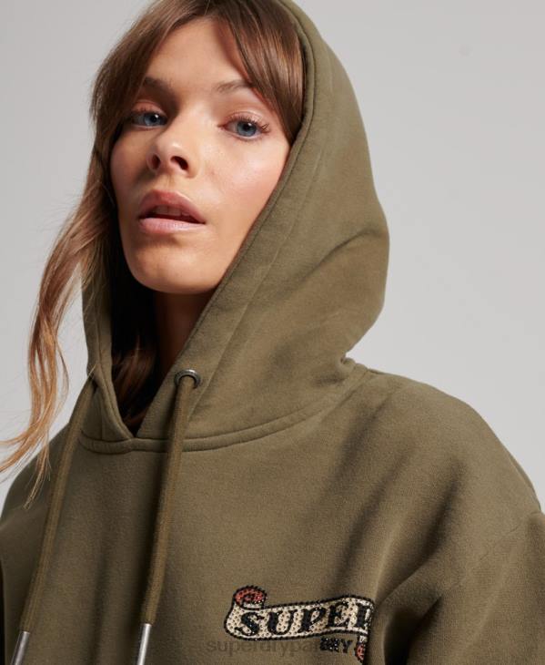 Superdry femmes tatouage sweat à capuche robe D64Z2517 vêtements vert