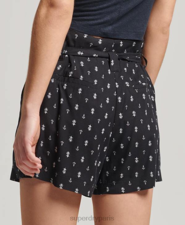Superdry femmes ecovero vintage short imprimé paperbag D64Z3130 vêtements noir