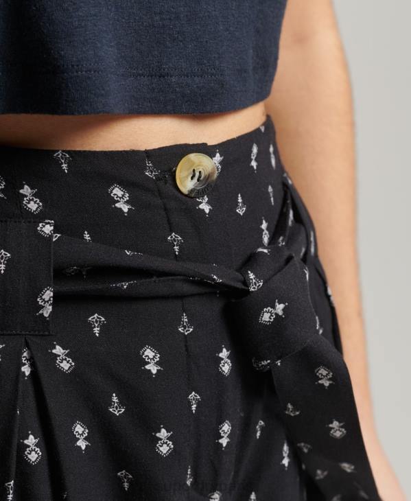 Superdry femmes ecovero vintage short imprimé paperbag D64Z3130 vêtements noir