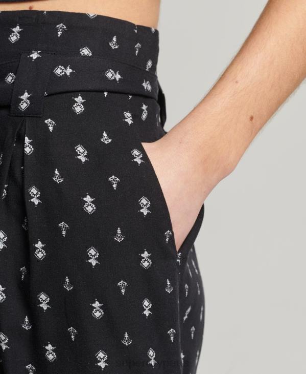 Superdry femmes ecovero vintage short imprimé paperbag D64Z3130 vêtements noir