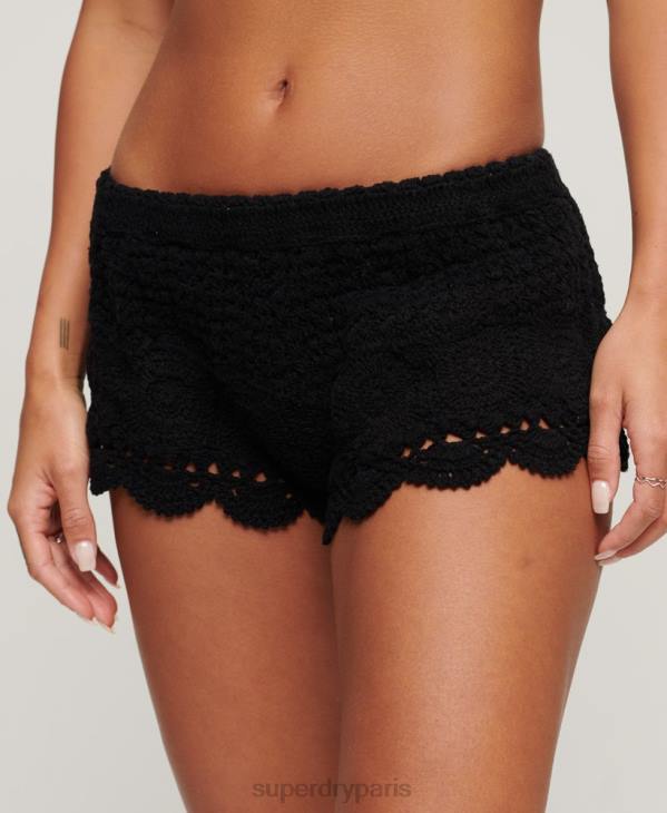 Superdry femmes short au crochet D64Z2081 vêtements noir