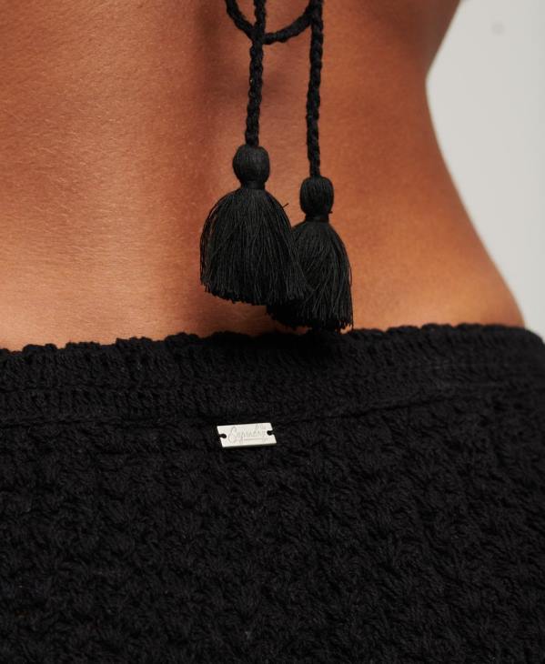 Superdry femmes short au crochet D64Z2081 vêtements noir