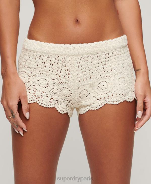 Superdry femmes short au crochet D64Z2149 vêtements crème