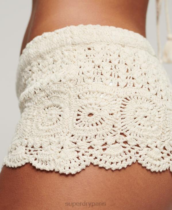 Superdry femmes short au crochet D64Z2149 vêtements crème