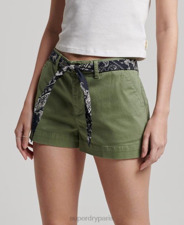 Superdry femmes short chaud chino D64Z2072 vêtements kaki