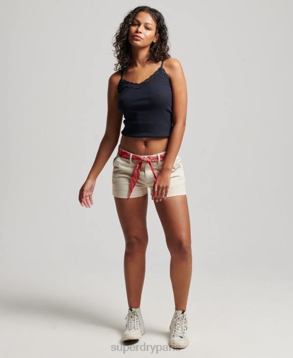 Superdry femmes short chaud chino D64Z2177 vêtements crème