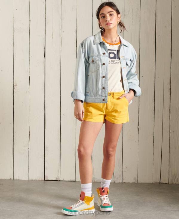 Superdry femmes short chaud chino D64Z3171 vêtements jaune