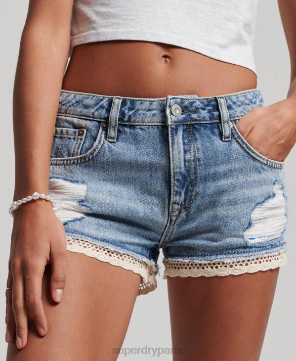 Superdry femmes short chaud en jean D64Z3092 vêtements bleu clair
