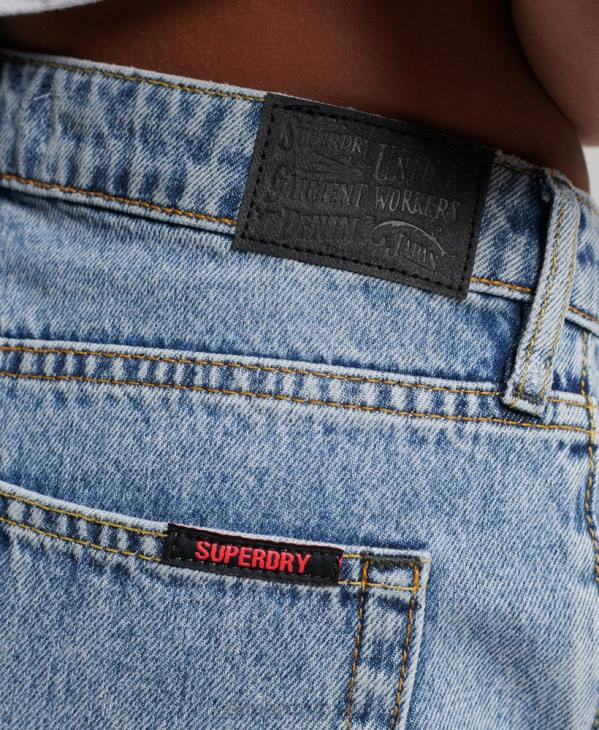 Superdry femmes short chaud en jean D64Z3092 vêtements bleu clair