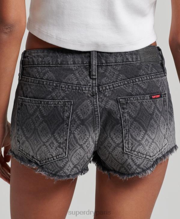 Superdry femmes short chaud en jean D64Z3096 vêtements noir