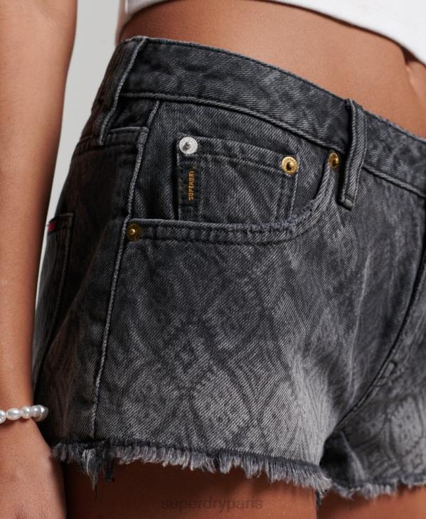Superdry femmes short chaud en jean D64Z3096 vêtements noir