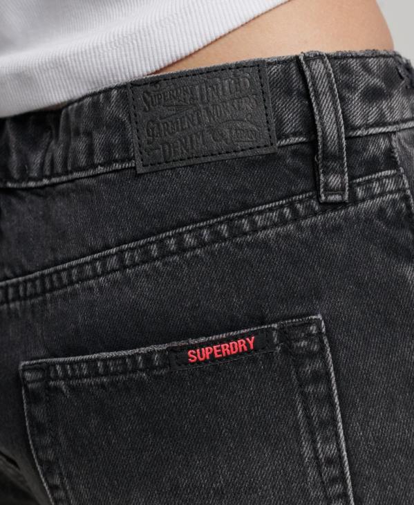 Superdry femmes short chaud en jean D64Z3102 vêtements noir