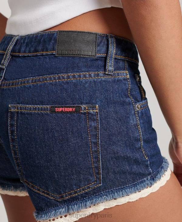 Superdry femmes short chaud en jean D64Z3105 vêtements bleu foncé